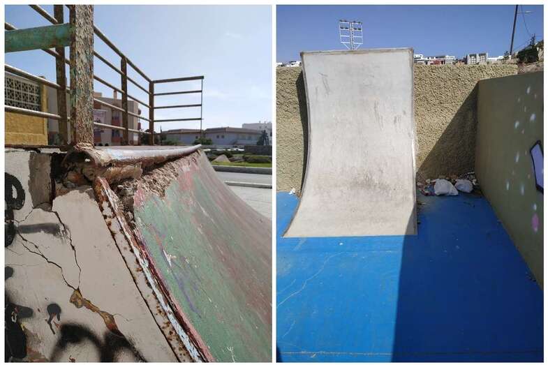 Peligroso estado de la pista de La Garita y suciedad en la de Melenara (Foto TA)